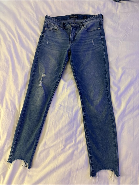 Lucky Brand Denim - Lucky Brand Dark Blue Skinny Jeans with Distressed Ankles